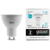 13621 Комплект из 10 светодиодных ламп Gauss Софит 11W 850Lm 4100K GU10 