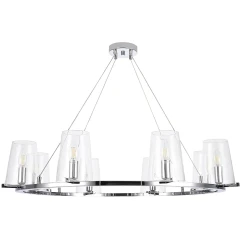 MEDICI SP8 2430/308 Crystal Lux Хромированная люстра с прозрачными стеклянными плафонами, 8 x E14 до 60 Вт, Ø910 мм, H max 1500 мм