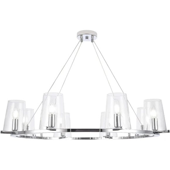 MEDICI SP8 2430/308 Crystal Lux Хромированная люстра с прозрачными стеклянными плафонами, 8 x E14 до 60 Вт, Ø910 мм, H max 1500 мм