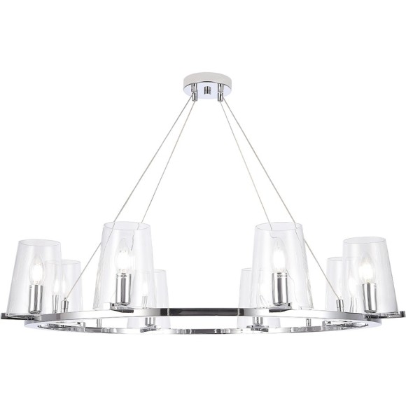MEDICI SP8 2430/308 Crystal Lux Хромированная люстра с прозрачными стеклянными плафонами, 8 x E14 до 60 Вт, Ø910 мм, H max 1500 мм