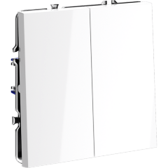 Проходной переключатель встраиваемый VOLTUM S70 двухклавишный 10А, (белый глянцевый)