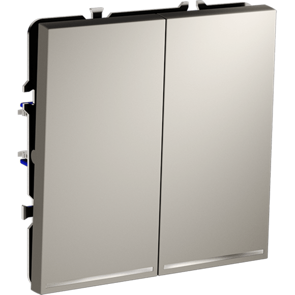 Проходной переключатель встраиваемый VOLTUM S70 двухклавишный с подсветкой 10А, (кашемир)