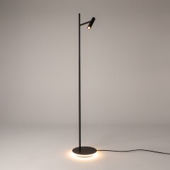 Напольный светильник Maytoni Estudo Z010FL-L8B3K LED 11Вт 3000K чёрный матовый металл, торшер с поворотным плафоном-цилиндром, подсветка основания, направленный свет 36°, высота 1387 мм