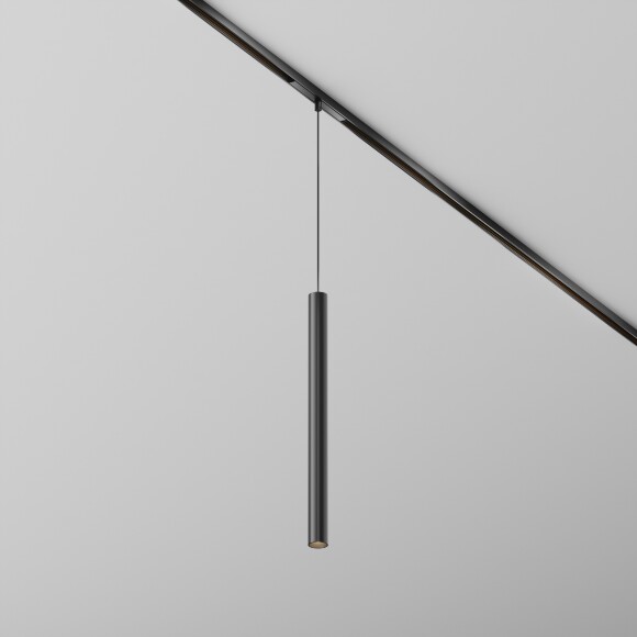 Maytoni Exility X TR245-7W4K-B Трековый светодиодный черный магнитный подвесной светильник цилиндр диаметром 3 см, с DIP переключателем группы включения на корпусе, LED 7Вт 4000K 640Лм CRI90 36° IP20 48В