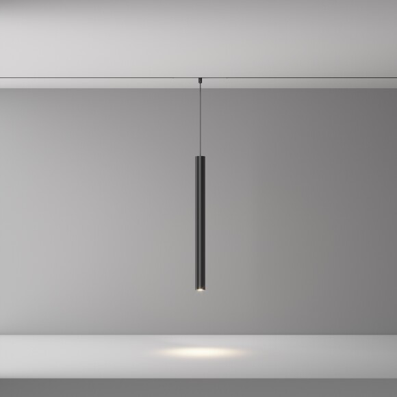 Maytoni Exility X TR245-7W4K-B Трековый светодиодный черный магнитный подвесной светильник цилиндр диаметром 3 см, с DIP переключателем группы включения на корпусе, LED 7Вт 4000K 640Лм CRI90 36° IP20 48В