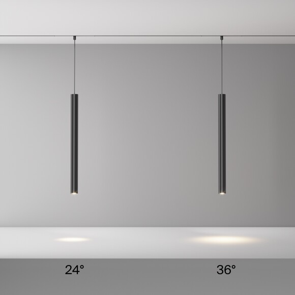 Maytoni Exility X TR245-7W4K-B Трековый светодиодный черный магнитный подвесной светильник цилиндр диаметром 3 см, с DIP переключателем группы включения на корпусе, LED 7Вт 4000K 640Лм CRI90 36° IP20 48В