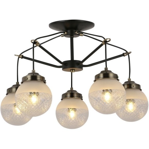 SLE110302-05 Светильник потолочный Черный, Бронза/Прозрачный, Белый E27 5*60W STRICCE