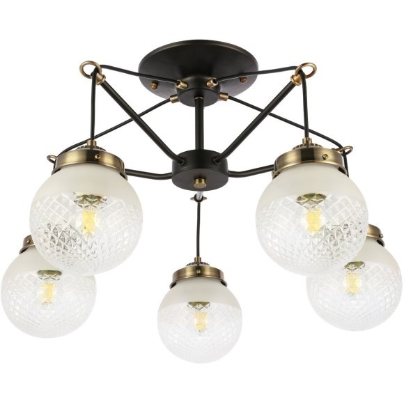 SLE110302-05 Светильник потолочный Черный, Бронза/Прозрачный, Белый E27 5*60W STRICCE