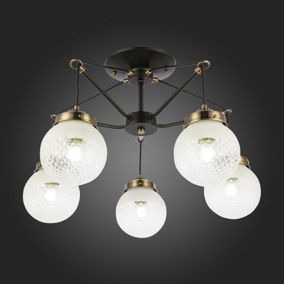 SLE110302-05 Светильник потолочный Черный, Бронза/Прозрачный, Белый E27 5*60W STRICCE