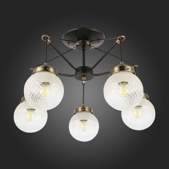 SLE110302-05 Светильник потолочный Черный, Бронза/Прозрачный, Белый E27 5*60W STRICCE