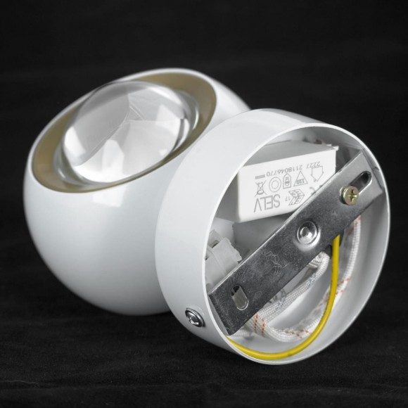 SY6707 Lussole ЭВЕРЕТ Белое настенное бра с прозрачным стеклянным плафоном, LED 6 Вт, 4000 К, 540 Лм, IP20