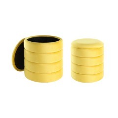 424127 AMPAHAKA Пуф комплект из 2 шт., желтый, полиэстер, H445, D400, пластик 424127 AMPAHAKA Пуф комплект из 2 шт., желтый, полиэстер, H445, D400, пластик