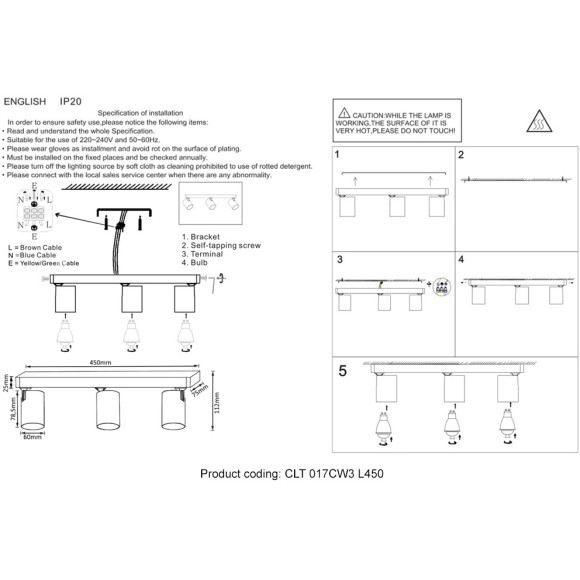 Светильник потолочный Crystal Lux CLT 017CW3 L450 WH Светильник потолочный Crystal Lux CLT 017CW3 L450 WH