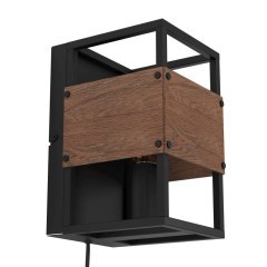 43806 Бра EVESHAM, 1Х40W, E27, L140, H240, A170, сталь, дерево, черны, коричневый 43806 Бра EVESHAM, 1Х40W, E27, L140, H240, A170, сталь, дерево, черны, коричневый