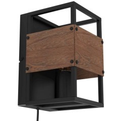 43806 Бра EVESHAM, 1Х40W, E27, L140, H240, A170, сталь, дерево, черны, коричневый 43806 Бра EVESHAM, 1Х40W, E27, L140, H240, A170, сталь, дерево, черны, коричневый