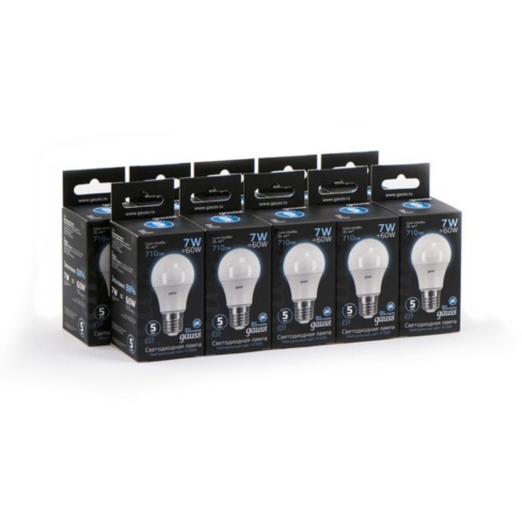 102502207 Лампа Gauss LED A60 E27 7W 710lm 4100K 1/10/40 102502207 Лампа Gauss LED A60 E27 7W 710lm 4100K 1/10/40