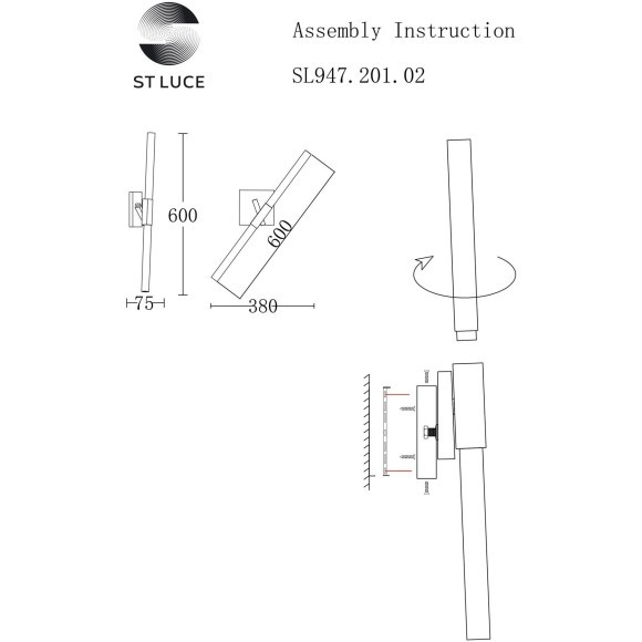 SL947.201.02 Бра ST-Luce Золотистый/Белый G9 2*5W LACONICITA
