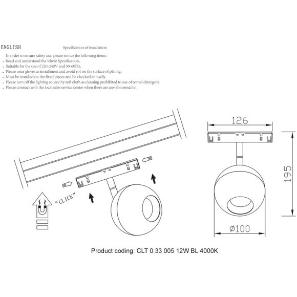 CLT 0.33 005 12W BL 4000K Трековый магнитный светодиодный светильник Crystallux Space 48V CRI90+ 4000К 550Лм 36° 12W CLT 0.33 005 12W BL 4000K Трековый магнитный светодиодный светильник Crystallux Space 48V CRI90+ 4000К 550Лм 36° 12W