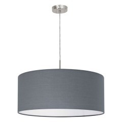 31577 PASTERI Подвесной потолочный светильник с одним цоколем E27, 60Вт, серый тканевый абажур, никелевый металл 31577 PASTERI Подвесной потолочный светильник с одним цоколем E27, 60Вт, серый тканевый абажур, никелевый металл