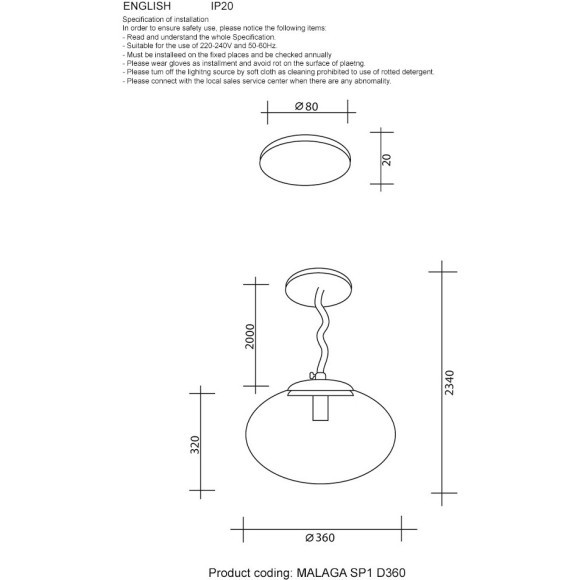 Светильник подвесной Crystal Lux MALAGA SP1 D360 GOLD Светильник подвесной Crystal Lux MALAGA SP1 D360 GOLD