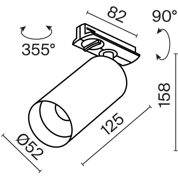 Однофазный двужильный светодиодный трековый светильник Maytoni Unity TR021-1-12W3K-W-BBS Focus LED 3000К 900Лм CRI90+ 50° 12Вт