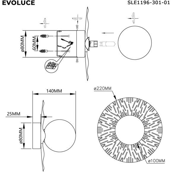 SLE1196-301-01 Светильник настенный Латунь/Белый G9 1*5W 4000K LOREA