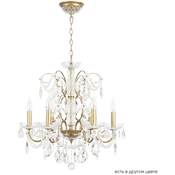 2571/306 ODELIS SP6 GOLD Crystal Lux Люстра золотая с патиной и прозрачными хрустальными подвесками, 6 x E14 до 40 Вт, Ø600 мм, H600 мм, IP20, 220 В