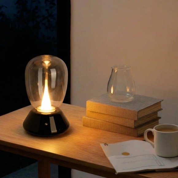 Настольная лампа диммируемая 10W 3000K прозрачный/черный Uovo III Lightstar 807907