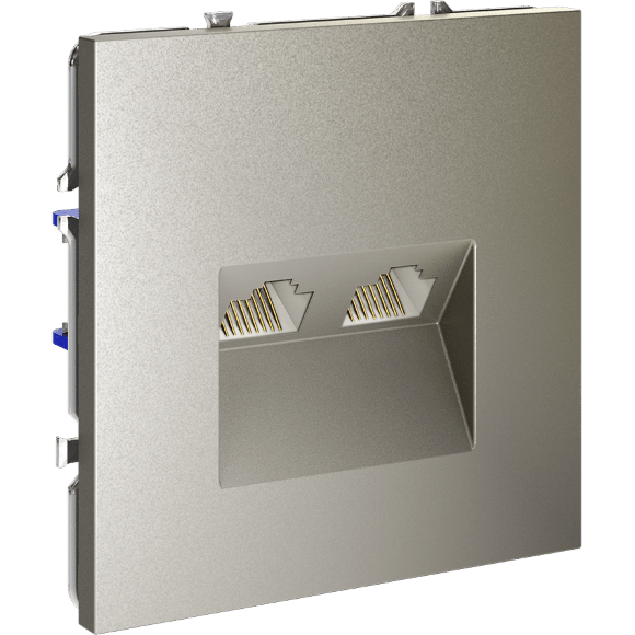 Розетка компьютерная встраиваемая VOLTUM S70 двойная RJ45+RJ45 кат.6, (шелк)