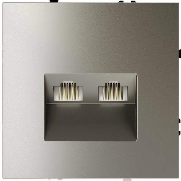 Розетка компьютерная встраиваемая VOLTUM S70 двойная RJ45+RJ45 кат.6, (шелк)