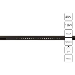 A7287PL-1BK Трековый магнитный светодиодный светильник Arte Lamp Optima CRI90+ 3000К 1250Лм 24° 18Вт
