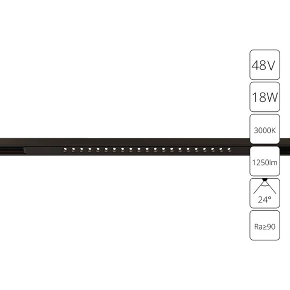 A7287PL-1BK Трековый магнитный светодиодный светильник Arte Lamp Optima CRI90+ 3000К 1250Лм 24° 18Вт