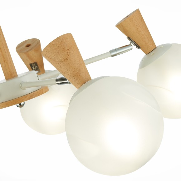 SLE220702-05 Светильник потолочный Белый, Светлое дерево/Белый E14 5*40W CATANIA SLE220702-05 Светильник потолочный Белый, Светлое дерево/Белый E14 5*40W CATANIA