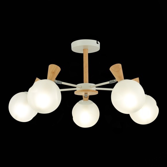 SLE220702-05 Светильник потолочный Белый, Светлое дерево/Белый E14 5*40W CATANIA SLE220702-05 Светильник потолочный Белый, Светлое дерево/Белый E14 5*40W CATANIA