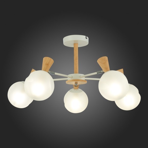 SLE220702-05 Светильник потолочный Белый, Светлое дерево/Белый E14 5*40W CATANIA SLE220702-05 Светильник потолочный Белый, Светлое дерево/Белый E14 5*40W CATANIA