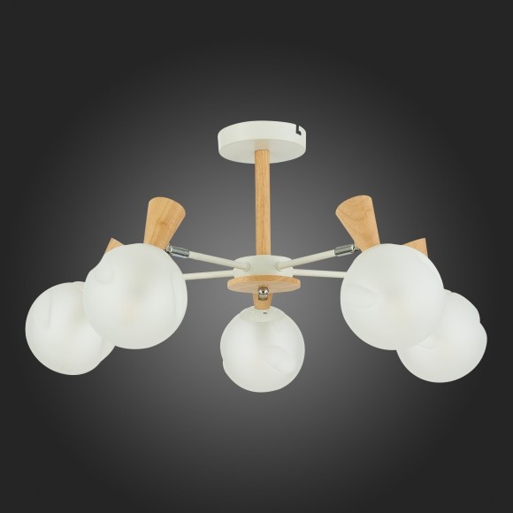 SLE220702-05 Светильник потолочный Белый, Светлое дерево/Белый E14 5*40W CATANIA SLE220702-05 Светильник потолочный Белый, Светлое дерево/Белый E14 5*40W CATANIA