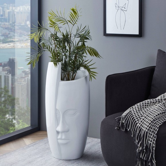 421112 TSU Напольная ваза декоративная пластик белый H720 Ø320