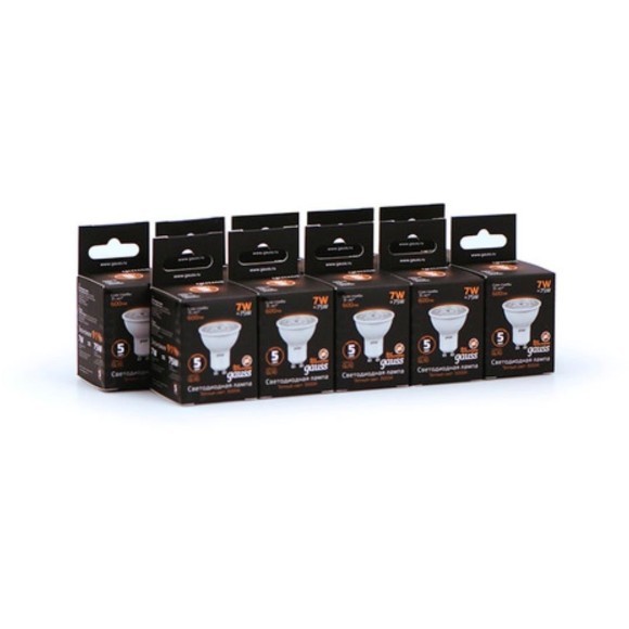 101506107 Лампа Gauss LED MR16 GU10 7W 600lm 3000K 1/10/100