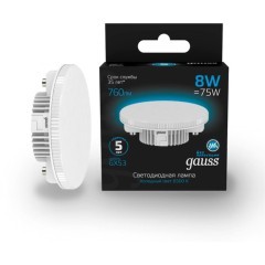 108008308 Лампа Gauss GX53 8W 760lm 6500K LED 1/10/100 108008308 Лампа Gauss GX53 8W 760lm 6500K LED 1/10/100