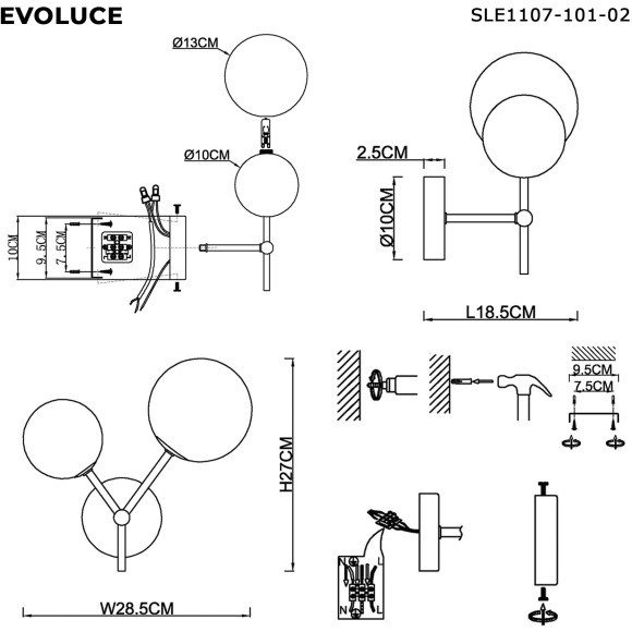 SLE1107-101-02 Светильник настенный Хром/Белый, Серый G9 LED 2*5W 4000K MALTE