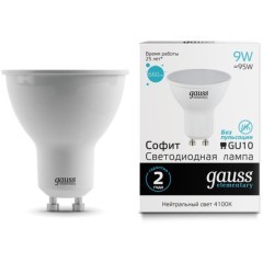 13629 Комплект из 10 светодиодных ламп Gauss Софит 9W 660Lm 4100K GU10 13629 Комплект из 10 светодиодных ламп Gauss Софит 9W 660Lm 4100K GU10