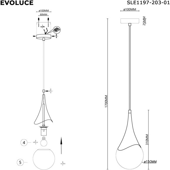 SLE1197-203-01 Светильник подвесной Золотистый/Белый E27 1*40W FIORI