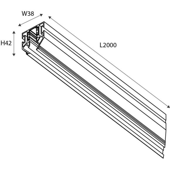 1014-TB-200, профиль под натяжной потолок (шинопровод), 2М, серия Logica