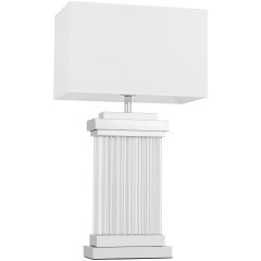 Настольная лампа с прямоугольным тканевым абажуром под лампу E27 Lumina Deco Davos LDT 310 CHR+WT
