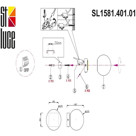 SL1581.401.01 Светильник настенный ST-Luce Черный/Белый LED 1*5W 3200K BOTELLI