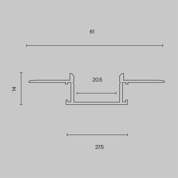 Алюминиевый профиль скрытого монтажа 61x14 ALM011S-2M Алюминиевый профиль скрытого монтажа 61x14 ALM011S-2M