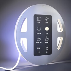 Maytoni 201072 Светодиодная лента 5 метров, ширина 8мм серия ULTRA COB 24V 8Вт/м 860Лм/м 4000К IP20 CRI90 120° кратность резки 50мм, раб. температура -30...+60°С