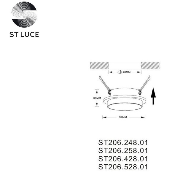 ST206.428.01 ST Luce Светильник встраиваемый, GU10,1х50W, IP20, D92xH38,220V, черный ST206.428.01 ST Luce Светильник встраиваемый, GU10,1х50W, IP20, D92xH38,220V, черный