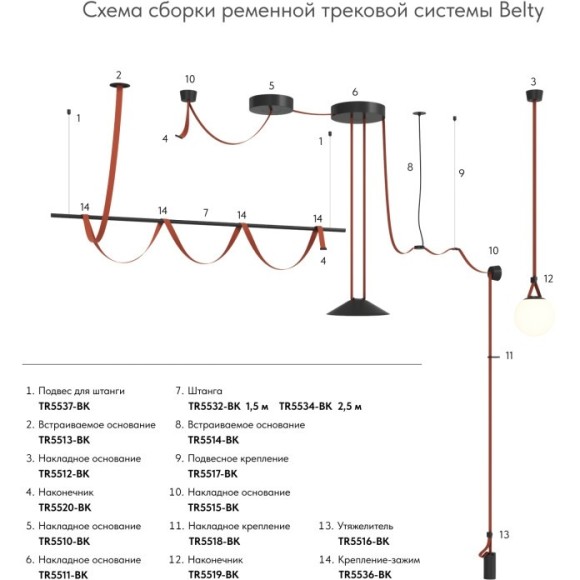 Шинопровод ременный 20м темно-синий Denkirs Belty TR5502-DB