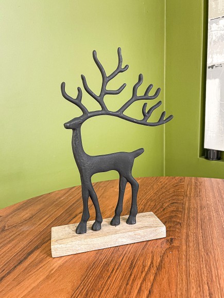 427122 Статуэтка Олень BALIGUIAN, L185, B50, H255, алюминий, дерево, черный, натуральный 427122 Статуэтка Олень BALIGUIAN, L185, B50, H255, алюминий, дерево, черный, натуральный